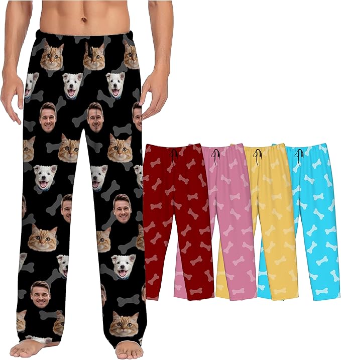 Custom Pajamas Pants With Photo Face Custom PJ Pants Personalized Gifts For Women Men Pet Dog Cat Christmas Valentines