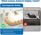 Zakkart Foldable Cat Hammock for Window - Cordless, Embeded Machine Washable Bed, Robust Metal Frame - Cat Window Perch for Large Cats and Kitten (Brown Bolster Bed, Medium)