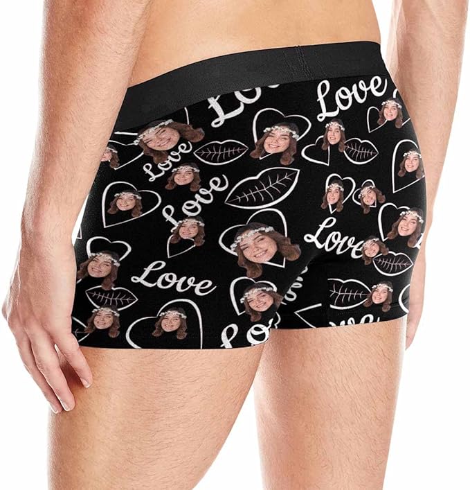 M YESCUSTOM Custom Faces Funny Short Briefs Gift for Husband Underwear