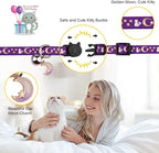 4PCS Cat Collar with Bells,Breakaway Cat Collars,Kitten Collar with Bell Moons Stars Cute Kitty Safe with Pendant,Cat Collars for Girl Cats 6.9-10.7 Inch(Black&Purple&Pink&Teal)