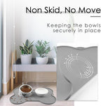Super Design Dog Food Mat Dog Bowl Tray for Food and Water, Silicone Non-Spill Waterproof Pet Feeding Mat Puppy Placemat Easy-Clean, 20.5" x 14.5", Grey