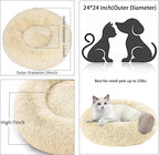 Nisrada Cat Beds for Indoor Cats,24 Inch Dog Bed for Small Melium Large Dogs, Washable-Round Pet Bed for Puppy and Kitten with Slip-Resistant Bottom