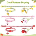 BINGPET Breakaway Cat Collar with Bell, 3 Pack Cat Collars for Girl Cats, Cute Kitty Collars Accessories with Pineapple & Cherry & Strawberry