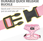 PUPTECK Soft Mesh Dog Harness and Leash Set Pet Puppy Cat Comfort Padded Vest No Pull Harnesses, Checkered Pink&White, XS