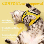 rabbitgoo Cat Harness and Leash for Walking, Escape Proof Soft Adjustable Vest Harnesses for Cats, Easy Control Breathable Reflective Strips Jacket, Yellow, M