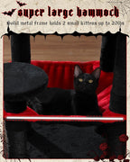 Gothic Cat Tree with Super Large Hammock, 45.7" Black Cat Tower with Coffin Bed, Cat Condo, Sisal Scratching Posts & Top Perch, Multi-Level Goth Cat Tree, Halloween, Black