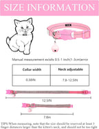 Cat Collars for Girl Cats with Rhinestone Soft Velvet,Breakaway Cat Collars with Bell,Adjustable Safe Kitten Collar (Pink)