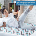 OUTCREATOR® Washable Bed Pads 34" x 56" (Pack of 2), Incontinence Mattress Protector, Anti-Slip Waterproof Underpads for Adults Kids Elderly Pets, Absorbency & Reusable Bedwetting Pads (Wave)