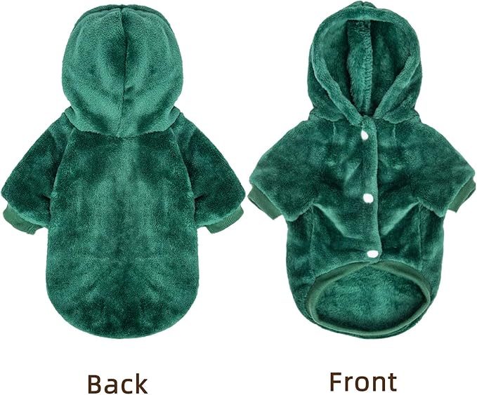 FabriCastle Dog Hoodie Sweater for Small Dogs Boy and Girl, Dog Clothes XS XXS Puppy Sweatshirt, Pet Outfit, Cat Clothing Super Soft Warm Snap On Closure (Dark Green, Small)