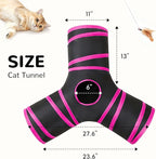 Tempcore Pet Tube Toys 3 Way Collapsible, Cat Tunnels for Indoor Cats，Kitty Bored Pet Toys with Peek Hole & Ball Cat, Puppy, Kitty, Kitten, Rabbit, Rose Red