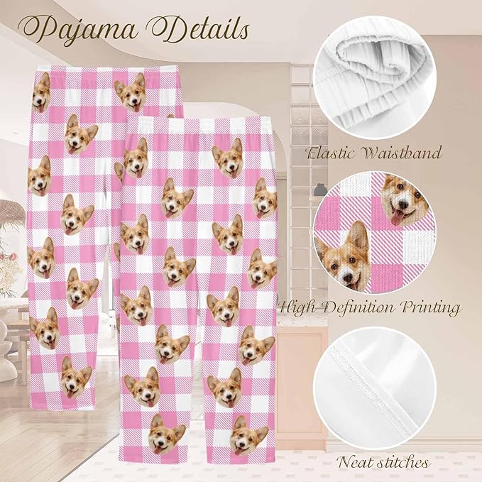 Custom Couple Pajama Pants Sock with Funny Face, Personalized PJ Anniversary Birthday Women Men Pants