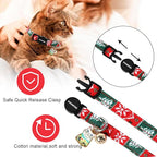 Cat Collar,2 Pack Cat Collars Breakaway with Bell, DOGWONG Safety Buckle Red Christmas Cat Collar for Girl Boy Cats and Small Dogs，Adjustable 7-12 Inch,Pet Supplies Accessories
