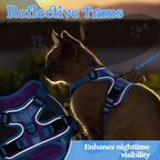 rabbitgoo Cat Harness and Leash Set, Escape Proof Soft Adjustable Vest Harnesses for Outdoor Walking, Easy Control Breathable Kitten Jacket with Reflective Strips, Purple & Blue, S