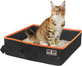 HiCaptain Portable Cat Travel Litter Box, Collapsible Cat Litter Carrier Tray, Waterproof Litter Box for Outdoor Fit Medium Cats and Kitties, Leak-Proof, Sturdy, Lightweight-Black
