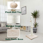 Dimaka 29" Height Tall Cat Scratching Post, Claw Scratcher with Sisal Rope and Covered with Soft Smooth Plush, Vertical Scratch [Full Strectch] for Standard Size Cats (Light Brown, 29 inches)