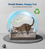 Stainless Steel Metal Litter Box with Handle, Extra Large Cat Litter Box with High Sides, Odor-Free, Non-Stick, Easy to Clean, 23.4"×15.6"×7.8", Ideal for Large Cats & Multi-Cat Households