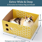 Extra Large Cardboard Cat Scratcher with Refillable Double-Sided Scratch Pad, No‑Mess Cat Scratching Box for Indoor Cats