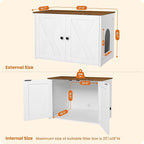 Dwanton Litter Box Enclosure, Cat Litter Box Furniture Hidden, Reversible Entrance Can Be on Left or Right Side, Wooden Cat Washroom Indoor, White and Warm Brown, 27.6 Inches