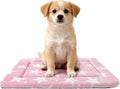 Washable Dog Bed Plush Orthopedic Outdoor Crate Mat with Non-Slip Bottom,Luxe Soft Kennel Pad for Pets, Cozy Cage Cushion & Pet Sleeping Mattress Large Sized,Medium,Small Dogs,24 x 18 inch,Pink