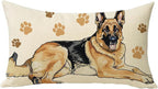 German Shepherd Dog Lumbar Decorative Throw Pillow Cover 12 x 20, Rectangular Paw Prints Outdoor Home Decor Pet Owner Lover Gift, Sofa Couch Cushion Case Housewarming Gifts