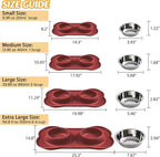 Hubulk Pet Dog Bowls 2 Stainless Steel Dog Bowl with No Spill Non-Skid Silicone Mat + Pet Food Scoop Water and Food Feeder Bowls for Feeding Small Medium Large Dogs Cats Puppies (Large, Burgundy)