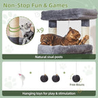 Taoqimiao 71 Inches Cat Tree for Large Cats 20lbs+, 3 Giant Perches, Multi-Level Cat Tree Tower, Widened Cat Condo with 9 Scratching Posts, Luxurious Hammcock & Basket, Smoky Gray, MS034G