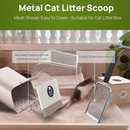 XIAOXINGYUN Litter Scooper with Holder for Sandbath Box,Stainless Steel Litter Scooper Includes Portable Small Broom and Dustpan, Mesh Shovel-Easy to Clean - Suitable for Cat Litter Box