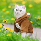 Small Dog Hoodie Soft Warm Fleece Fall Winter Dog Clothes Cute Puppy Sweaters Cat Coat Funny Blank Pullover Doggy Hooded Sweatshirts for Small Dogs Chihuahua Costumes Kitten Outfits(Brown,M)