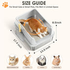 Stainless Steel Litter Box with Lid: Metal Cat Litter Box for Small Cats with Scoop, High Sided Kitty Litter Pan Tray, 17.4'' x 13.5'' x 8.5'',Non-Stick, Anti-Leakage, Easy Cleaning (Light Gray)