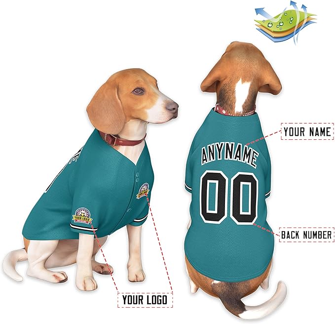 Custom Dog Baseball Jersey with Name Number Logo for Small Pet Dogs-Personalized Dog Shirts