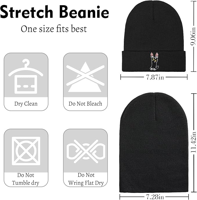 Funny Beanies Warm Knit Hats Fall Winter Black Hip Pop Knit Hat Cap for Women Men