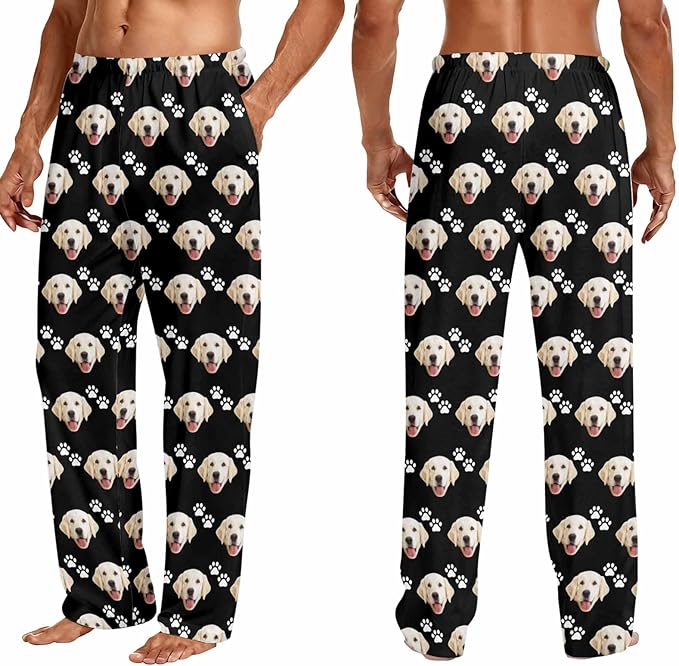 Custom Couple Pajama Pants Sock with Funny Face, Personalized PJ Anniversary Birthday Women Men Pants