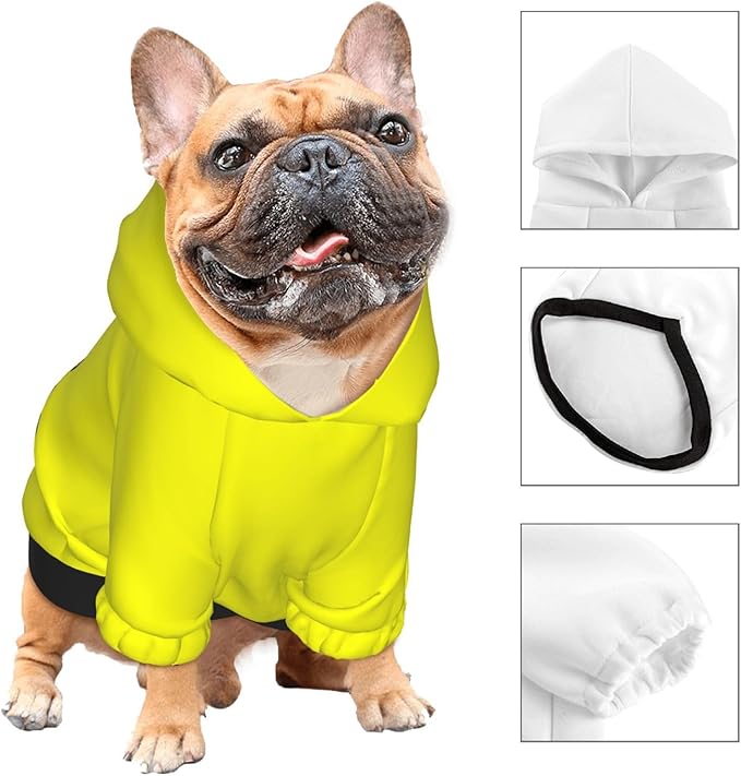 Dog Hoodie Design Your Own Personalized Pet Hoodies Small Pets Wear Shirt Customized Dog Clothes Custom Hooded Sweatshirt Pullover Text Image Dogs Puppy Cat and Kitten, Yellow, XL,