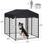 Dog Kennel Outside, 4.5' x 4' x 4' Dog Kennel Outdoor with Roof for Medium Small Dogs, Outdoor Dog Cage Dog Pen with Waterproof & UV-Resistant Cover, 12 Nails for Stablility, 2 Sets