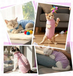 Cat Recovery Suit, Breathable Cat Onesie for Cats After Surgery, Kitten Onesie Bodysuit for Female Abdominal Wounds Skin Diseases E-Collar Alternative Wear (Pink, Medium)