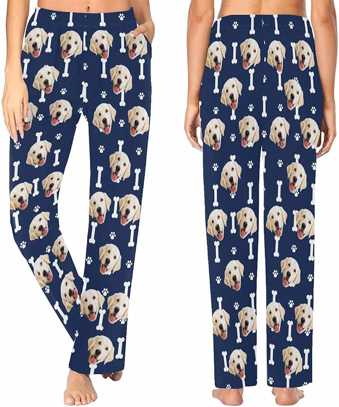 Custom Face Pajamas Pants Personalized Nightwear Bottoms for Women XS-XXL