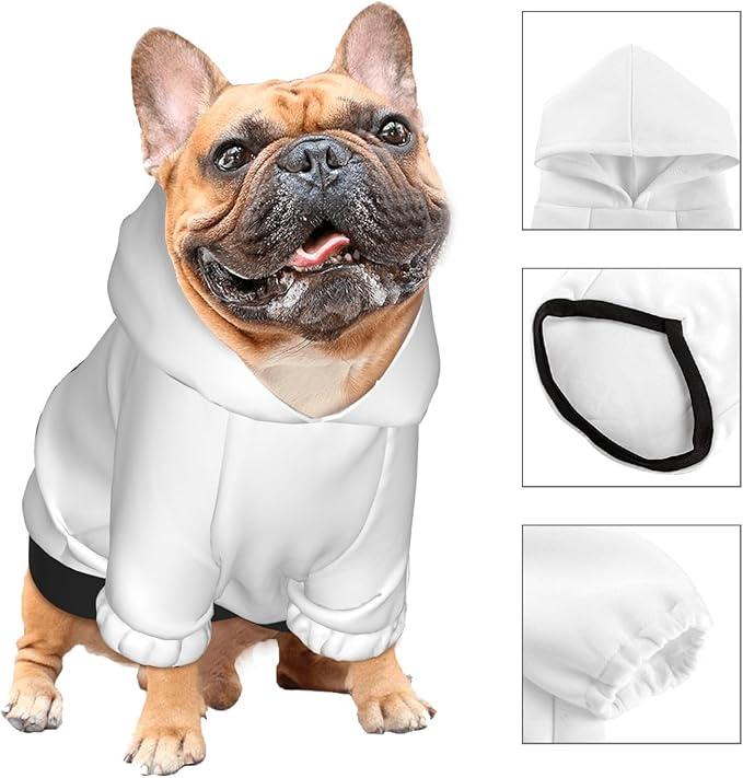 Custom Dog Hoodie, Personalized Dog Sweatshirt, Dog Clothes for Small Dogs Customizable, White, XS, Ropa para Perros Pequeños, Customized Pets Puppy Clothes, Personalized Gifts