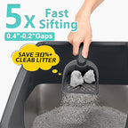 2 Pack Stainless Steel Litter Box | XL Enclosed Cat Litter Boxes with Lid for Big Cats and Multi-Cats | High Sided, Anti-Urine Leakage | Non-Stick Bottom（Dark Gray）