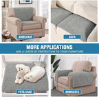 H.VERSAILTEX Plush Chenille Couch Armrest Cover 2 Packs Thick and Soft Sofa Covers Furniture Protector Cover for Pets (27.5" x 27.5", Dove)