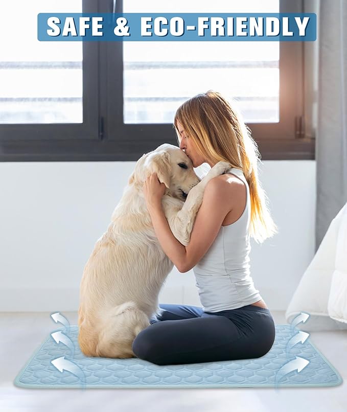 Dog Cooling Mat for Summer Self-Cooling Mat for Dogs & Cats Summer Outdoor Dog Pad Cooling Washable, Portable & Non-Toxic, High-Tech Fabric Crates, Beds, Cars (38"x27", Large)