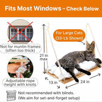 Large Cat Window Perch with Industrial-Grade Suction Cups – Solid Pine Wood Hammock Bed, Soft Cushion - 42 lb Capacity for Heavy Cats Inside