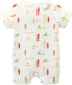 Unisex Summer Trendy 2-Pack Rompers Short Sleeve Zipped Bodysuit Infant Cotton Outfits