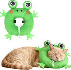 BEAUTYZOO Cat Cone Collar Soft, Cat Donut Recovery Collar after Surgery to Stop Licking, Kitten E Collars Neck Pillow Cone for Cats, Adjustable Elizabeth Pet Collars for Puppy Small Dogs, Green Frog S