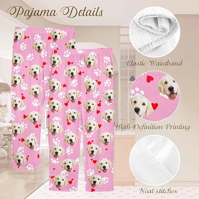 Custom Couple Pajama Pants Sock with Funny Face, Personalized PJ Anniversary Birthday Women Men Pants