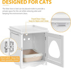 Yaheetech Cat Litter Box Enclosure, Hidden Litter Box Furniture with Side Towel Bar, Wooden Cat Washroom, Storage Cabinet, Indoor Pet House, Side Table Nightstand, White