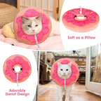 BEAUTYZOO Cat Cone Collars Soft, Cat Recovery E Collars After Surgery to Stop Licking, Adjustable Elizabeth Circle Collar Cute Pet Donut Pillow for Cats Kitten Small Dogs, Pink S