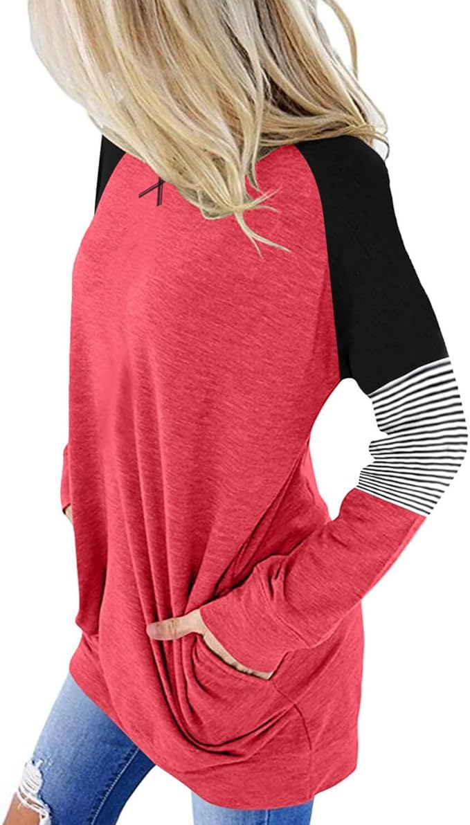 Akihoo Womens Casual Long Sleeve Tunic Tops Crew Neck Shirt Blouses