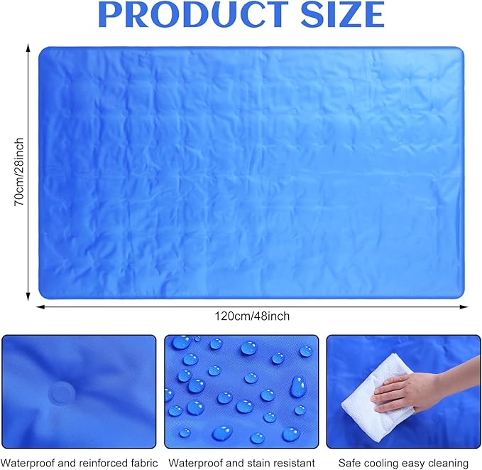 Cooling Pad Mat for Sleep Cooling Mattress Pad Gel for Bed, Relieve Pain, Summer Hot Flashes, Adult, Pets, No Water or Electricity Required(Blue,48 x 28 Inch)