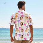 Custom Hawaiian Shirt with Face for Men, Unisex Tropical Beach Shirts Personalized Casual Funny Hawaii Button Down Shirts