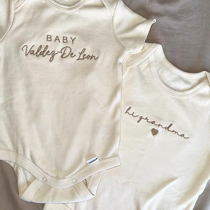 COUPLEHOODIES Personalized Baby Onesie Bodysuit – Custom Embroidery Gift for Pregnancy Reveal Baby Shower or First Grandchild